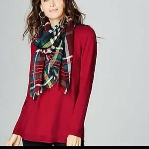 NWT J Jill Chenille-Textured Plaid Square Scarf